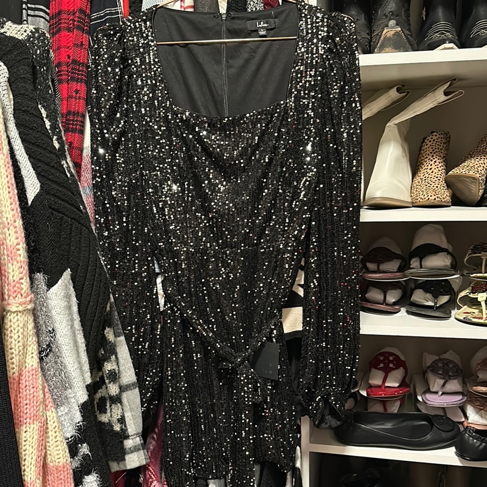 Lulu's Black Sequin Dress